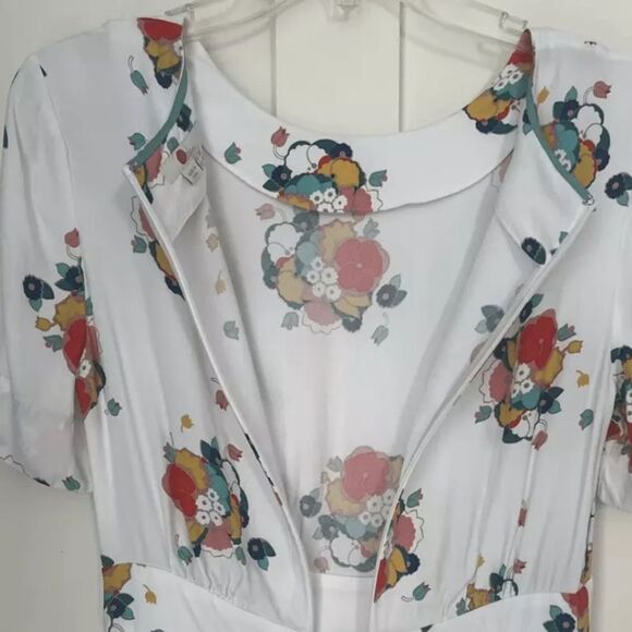 Boden Ivory Women Blooming Bouquet Ruth Midi Floral Spring Dress Side Pockets 4 - Picture 8 of 9